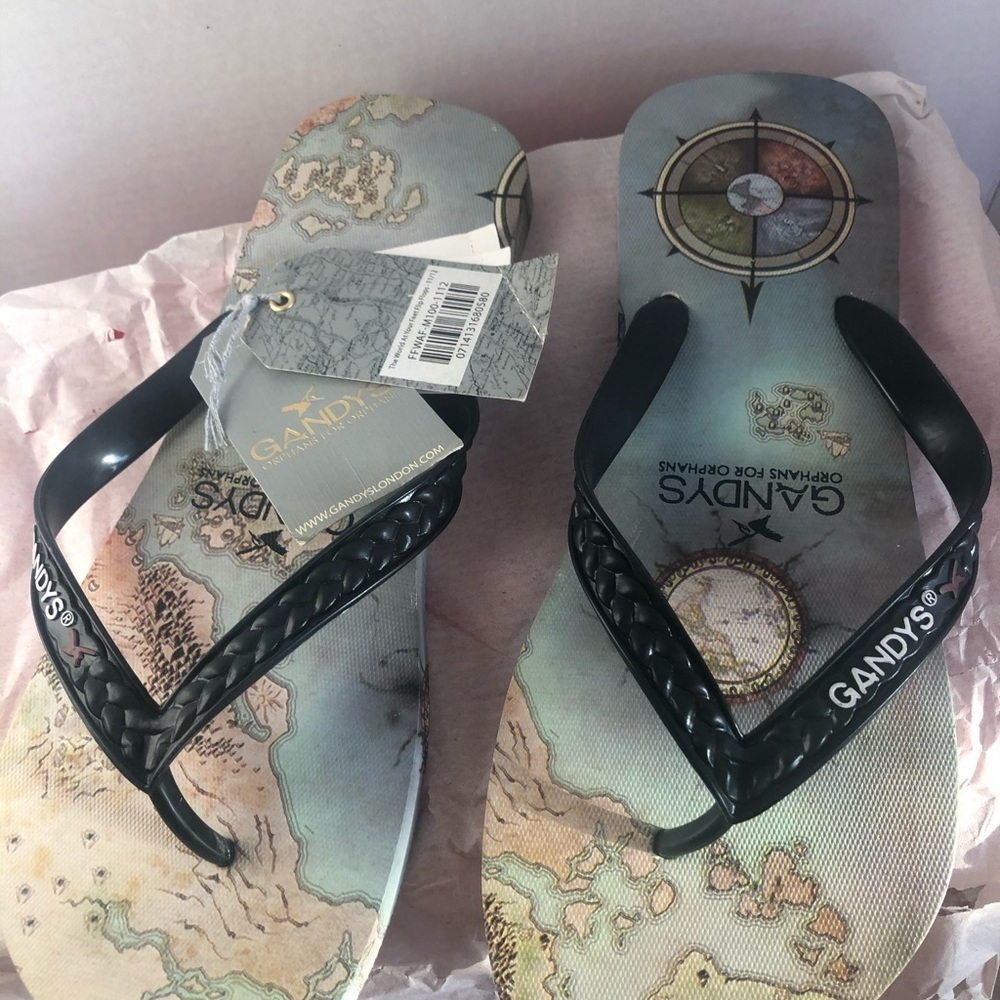 Gandys flip flop in blue map print